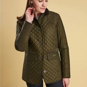 Barbour Womens Dunnock Quilted Waxed Cotton Jacket. 14 US (18 UK) Olive LWX0878